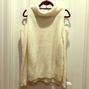 White cold shoulder sweater